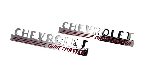 [X999-4047-33P] Hood Side Emblems - Pair - CHEVROLET Thriftmaster - 47-48 Chevy Pickup Truck Suburban