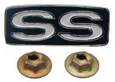 [W-148] Horn Shroud Emblem - "SS" with Hardware - 69 Camaro