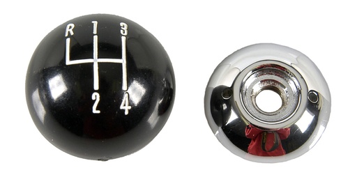 [W-157A] Shift Ball - Black/Chrome - 4-Speed Hurst, 3/8" Thread - 67-70 Camaro & Other Models with Hurst Shift