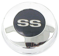 [W-178B] Steering Wheel Horn Cap (Standard & Deluxe) - Polished Chrome with "SS" Inseert - 67 Camaro RS or SS