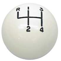 [W-183A] Shift Ball - White - 4- Speed Hurst Shifter, 3/8" Thread