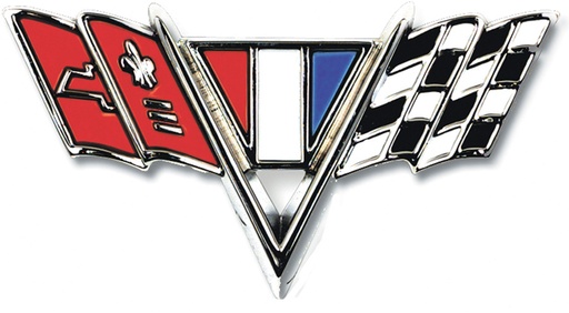 [W-419] Fender Emblem - "V-Flag" - LH or RH (Sold Each) - 65-67 Chevy II Nova Chevelle Fullsize Chevy Car; 67 Camaro
