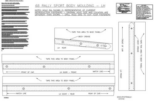 [W-711] Lower Body Molding Template Kit - 68 Camaro (Rally Sport)