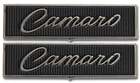 [W-805] Door Panel Emblems - "Camaro" - Standard Interior - LH/RH Pair - 68-69 Camaro